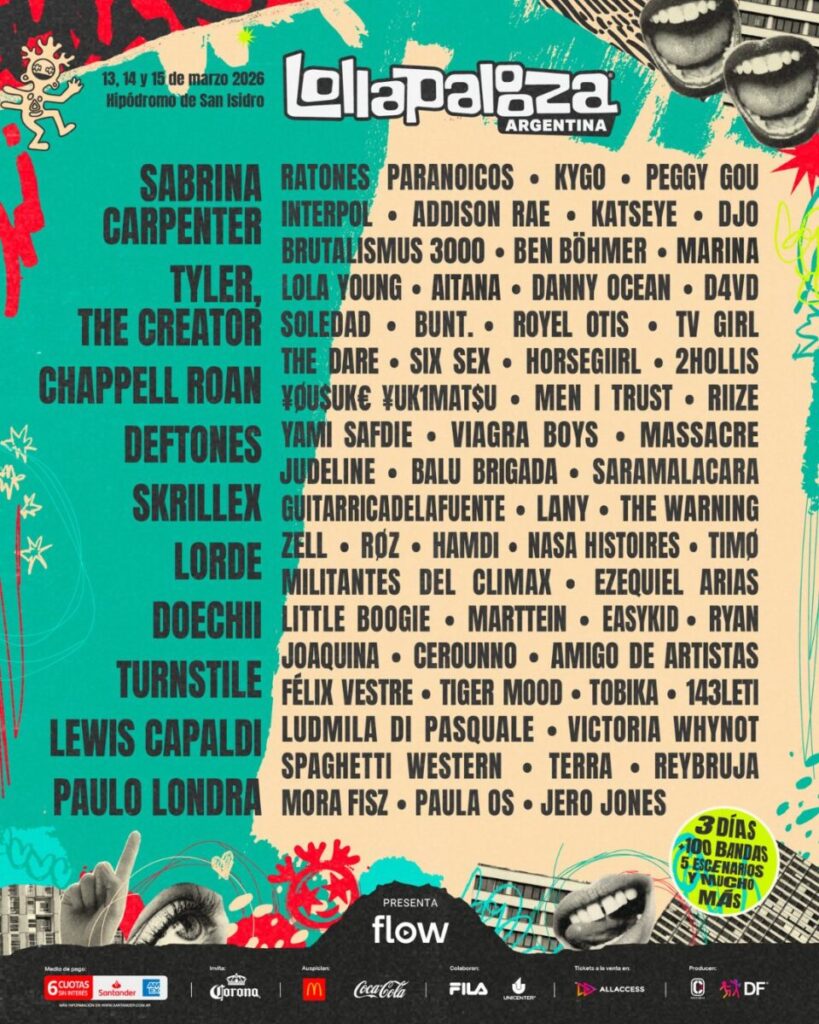 Lollapalooza Argentina 2026: un line-up con fuerte presencia electrónica
